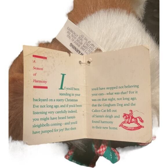 The Gingham Dog & The Calico Cat Plush Toy With Bow Vintage 12" - Picture 11 of 11